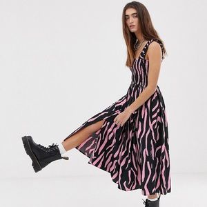 ASOS zebra shirred midi dress